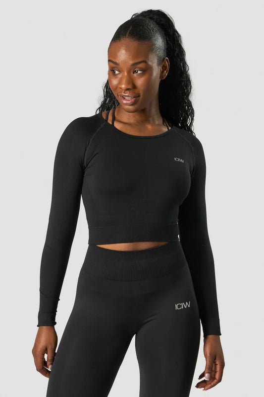 Second hand - Långarmad seamless crop top, strl M, ICIW